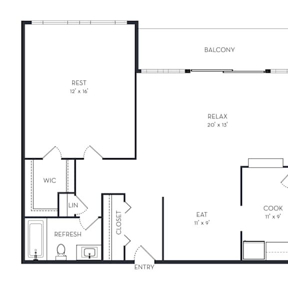 Thumbnail 2 of 2 A black and white image of a floor plan for a small house.