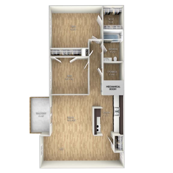 Thumbnail 2 of 2 2-bedroom-1-bath Floor Plan at West Pointe Apartments, Burlington, NC, 27215