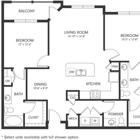 Thumbnail 1 of 5 Two-Bedroom Floor Plan B4 | Axis Hamilton partments