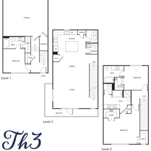 Thumbnail 1 of 4 the floor plans of the three floors of a house
