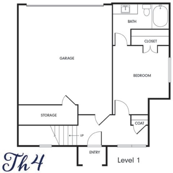 Thumbnail 2 of 4 the 414 floor plan of a small house with a bathroom and a closet