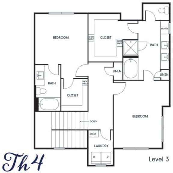 Thumbnail 4 of 4 the th4 floor plan  3 bedroom with 2 baths
