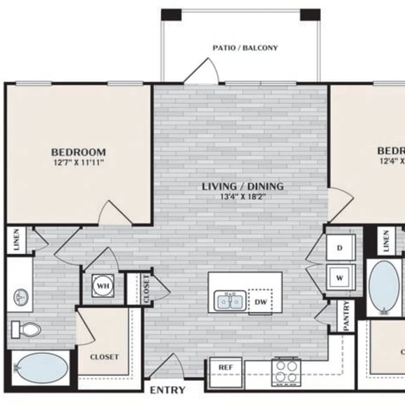 Thumbnail 2 of 2 a floor plan of a bedroom apartment with a bathroom and a living room