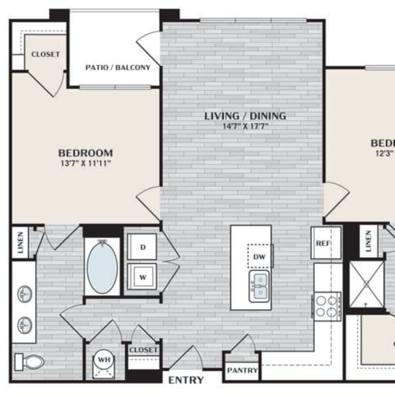 Thumbnail 2 of 2 a floor plan of a house with a brick wall