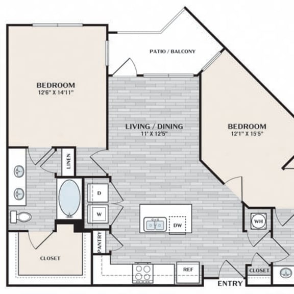 Thumbnail 4 of 4 a floor plan of a bedroom apartment with a bathroom and a living room