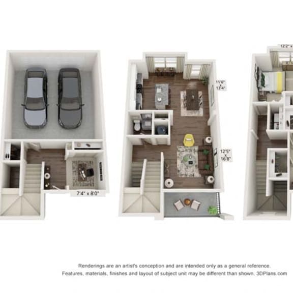 Thumbnail 5 of 5 3 bedroom floor plan  the residences at sawmill park apartments