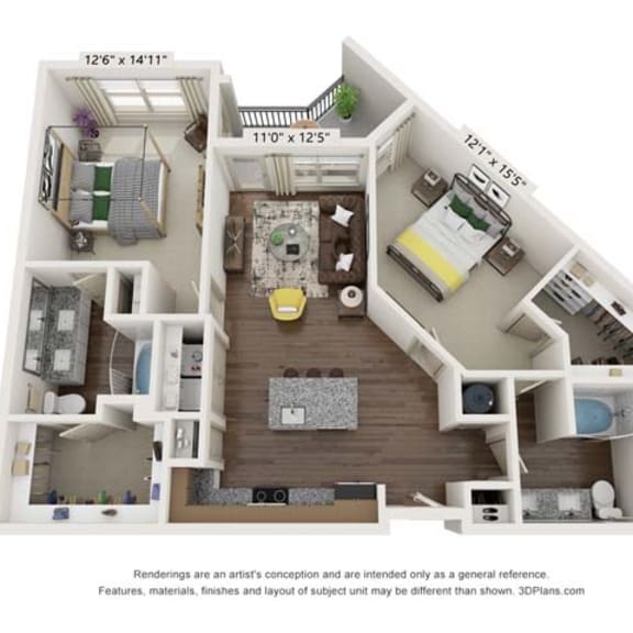 Thumbnail 3 of 4 a 1 bedroom floor plan with a bathroom and a living room