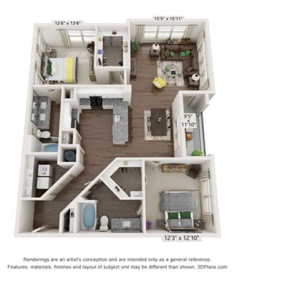 Thumbnail 1 of 2 zip code for this 1 bedroom floor plan