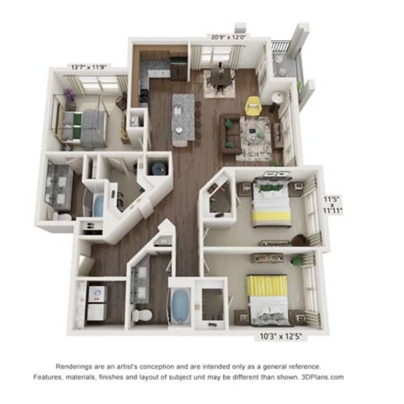 Thumbnail 1 of 2 3 bedroom floor plan  the residences at