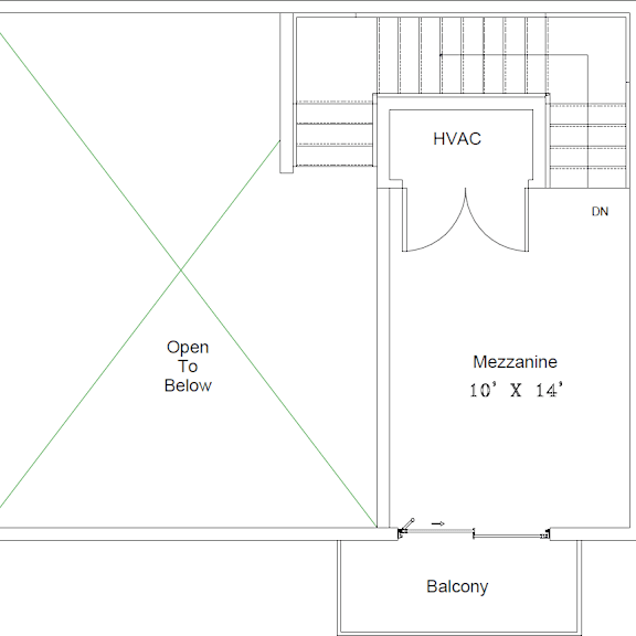 Thumbnail 3 of 3 A drawing shows a HVAC system with a Mezzanine and a Balcony.