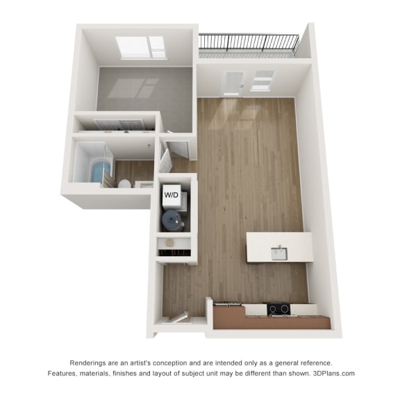 Thumbnail 2 of 2 a floor plan of a small apartment with a bathroom and a bedroom