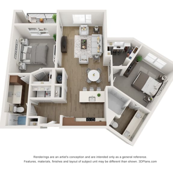 Thumbnail 1 of 2 a stylized floor plan of a 1 bedroom floor plan
