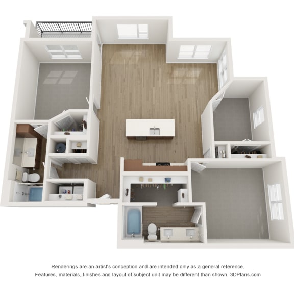 Thumbnail 2 of 2 a stylized floor plan with a bedroom and a living room
