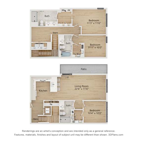 Thumbnail 1 of 3 A set of four images showing different floor plans of a house.