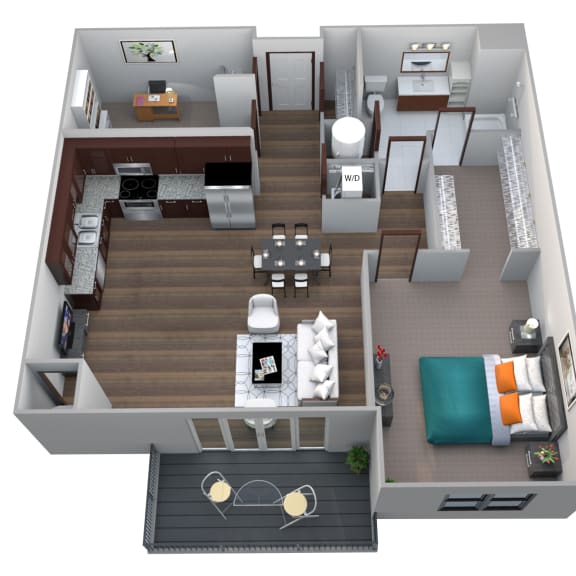 Thumbnail 1 of 19 Walnut with den B5S floor plan at 360 at Jordan West best new apartments West Des Moines IA 50266