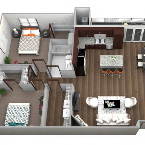 Thumbnail 1 of 18 Woodland D1 floor plan at 360 at Jordan West best new apartments West Des Moines IA 50266