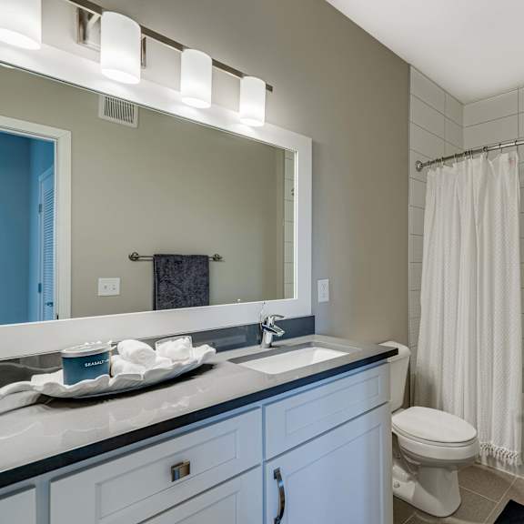 Thumbnail 19 of 19 double sink bathroom in premium white finish style apartment