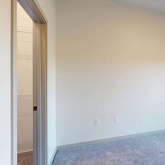 Thumbnail 44 of 50 Bright apartment bedroom with neutral carpet and a large window.
