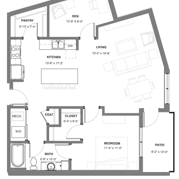 Thumbnail 1 of 29 Bison 1 bedroom with den apartment