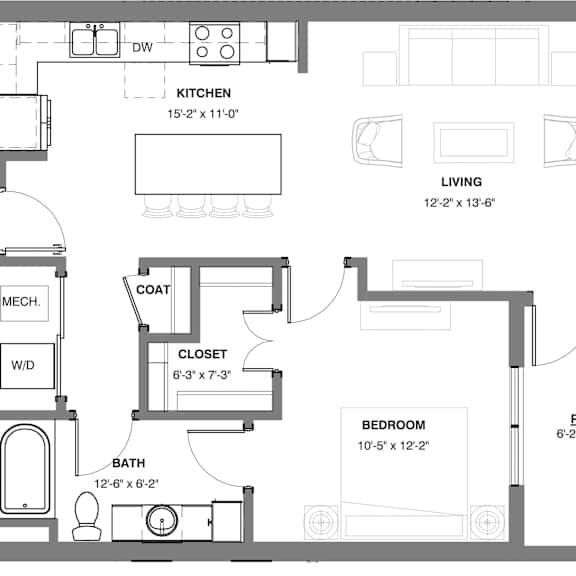 Thumbnail 1 of 25 1 bedroom floor plan
