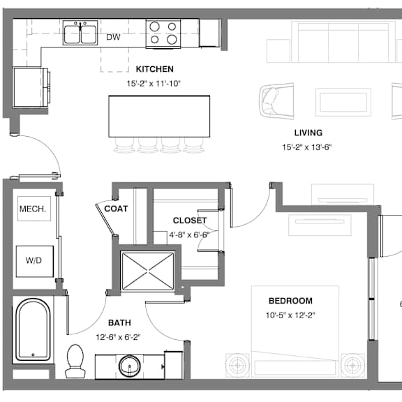 Thumbnail 1 of 26 1 bedroom floor plan