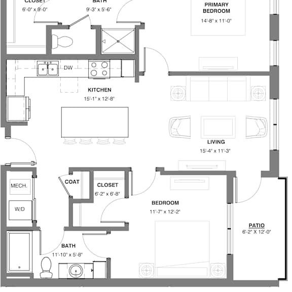 Thumbnail 1 of 30 Canyon two bedroom apartment floor plan