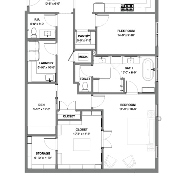 Thumbnail 1 of 26 floor plan of two bedroom penthouse