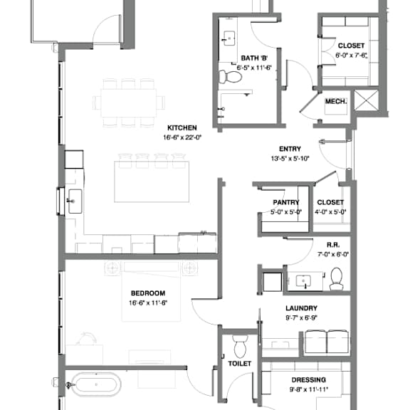 Thumbnail 1 of 41 floor plan of two bedroom penthouse