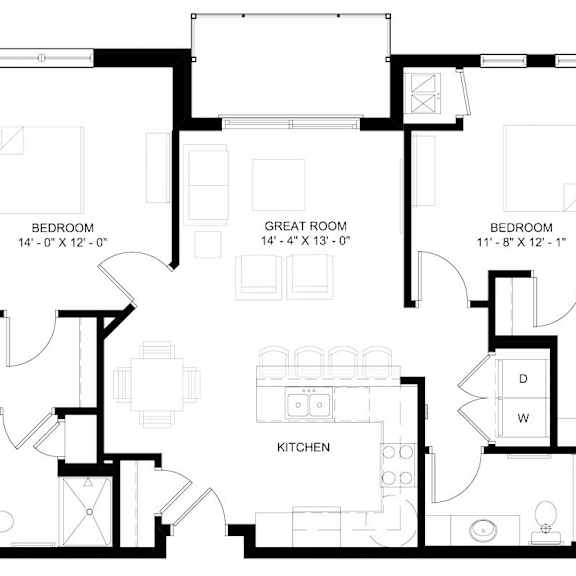 Thumbnail 1 of 19 The Princeton 2-bedroom floor plan layout