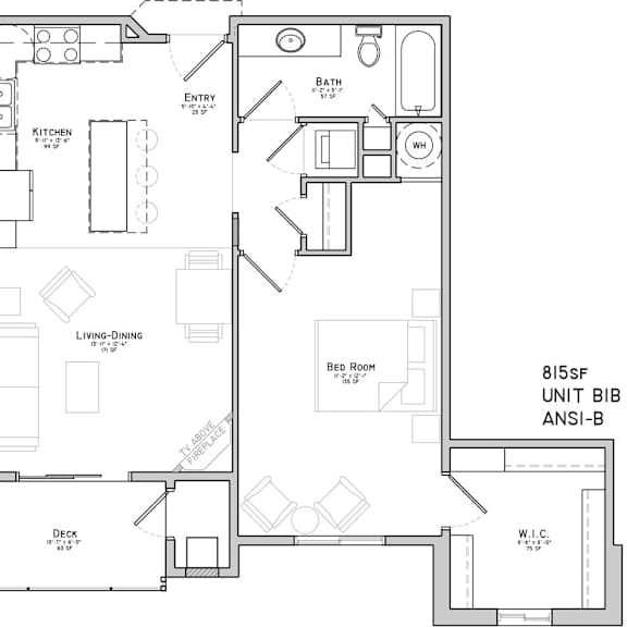 Thumbnail 2 of 22 Floor plan of a one bedroom apartment