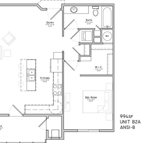 Thumbnail 2 of 13 Floor plan of a two bedroom apartment