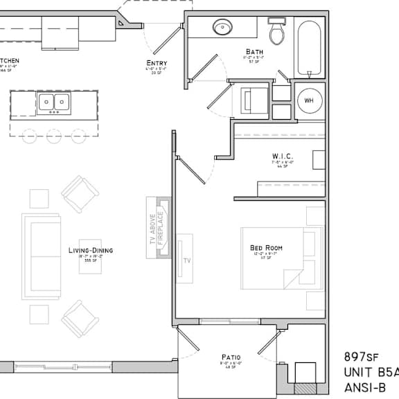 Thumbnail 2 of 2 Floor plan of a one bedroom apartment
