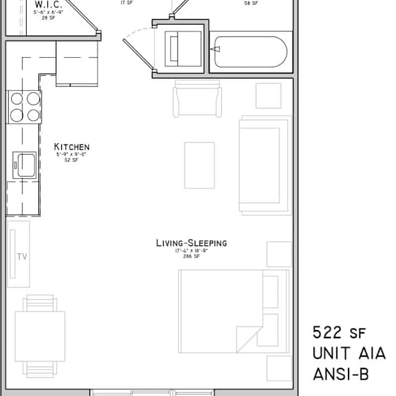 Thumbnail 2 of 2 Floor plan of a studio apartment