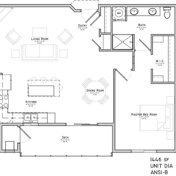 Thumbnail 3 of 33 Floor plan of a three bedroom apartment