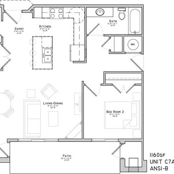 Thumbnail 2 of 2 Floor plan of a two bedroom apartment