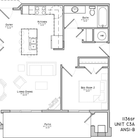 Thumbnail 2 of 2 floor plan of a two bedroom apartment