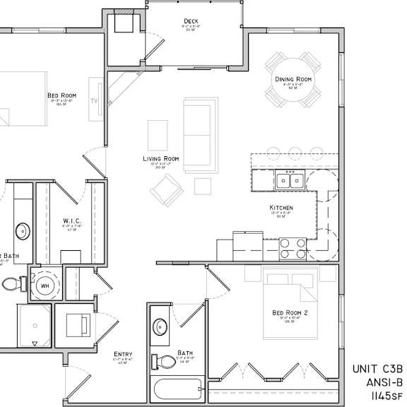 Thumbnail 2 of 23 Floor plan of a two bedroom apartment