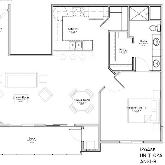 Thumbnail 2 of 2 A black and white floor plan of a two bedroom apartment.
