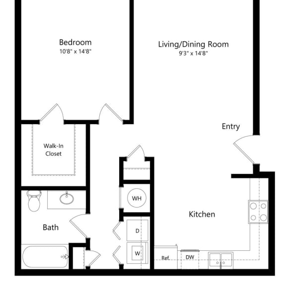 Thumbnail 1 of 9 the 1-bedroom Colfax floorplan at the Fountain Glen Apartments in North Lincoln, NE