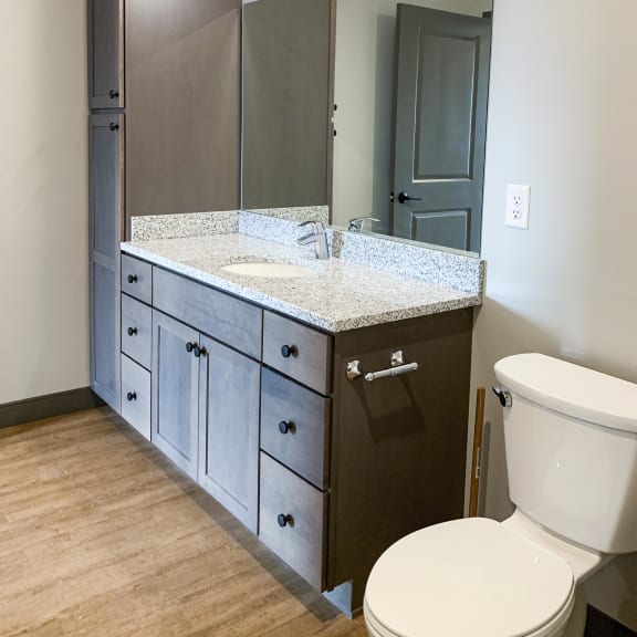 Thumbnail 10 of 17 Bathroom features vanity and large cabinet for storage