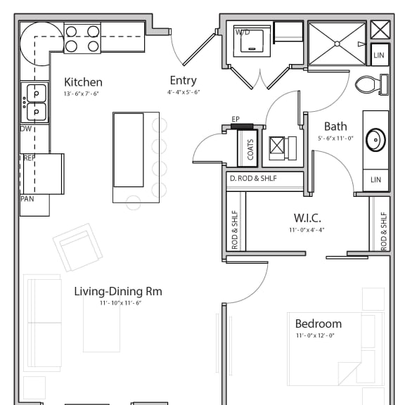 Thumbnail 1 of 19 Bliss (B1-1) one bedroom one bathroom at Haven at Uptown