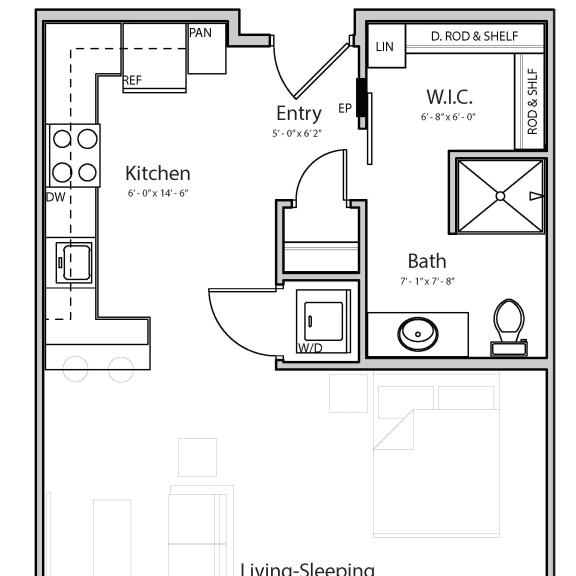 Thumbnail 1 of 23 Nest (A2.3) studio one bathroom at Haven at Uptown