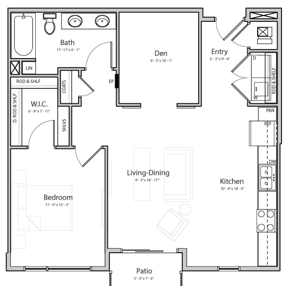 Thumbnail 1 of 18 Peace (B6) one bedroom one bathroom at Haven at Uptown