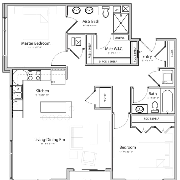 Thumbnail 1 of 18 Shine (C2) two bedroom two bathroom at Haven at Uptown