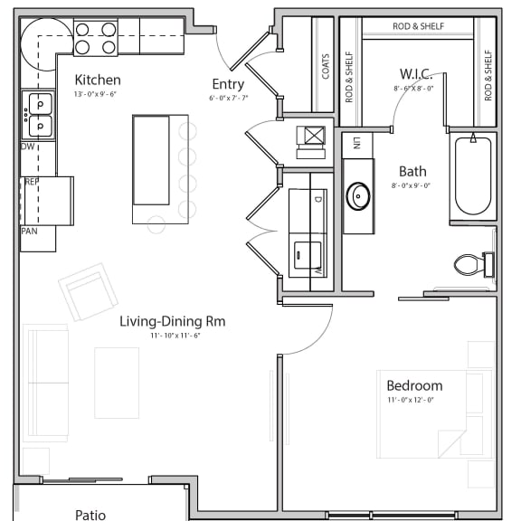 Thumbnail 1 of 13 Tranquility (B2) one bedroom one bathroom at Haven at Uptown