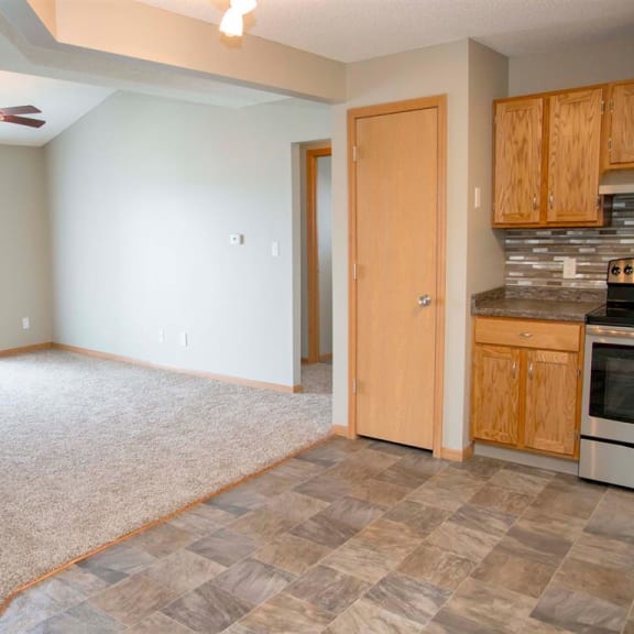 Thumbnail 5 of 11 Spacious living area in renovated space at Highland View Apartments in Lincoln NE