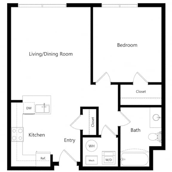 Thumbnail 1 of 9 the one-bedroom Eugene floor plan at Midtown Crossing Apartments in Omaha, NE