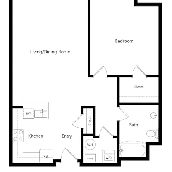 Thumbnail 1 of 16 the one-bedroom Phoenix floor plan at Midtown Crossing Apartments in Omaha, NE