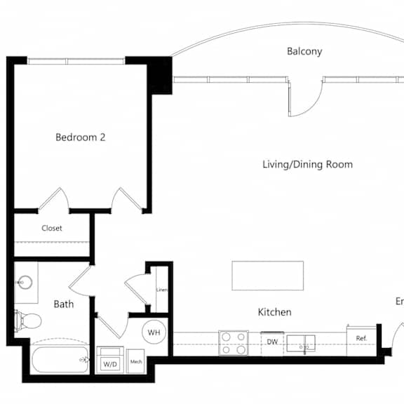Thumbnail 1 of 22 the two-bedroom Nashville floor plan at Midtown Crossing Apartments in Omaha, NE