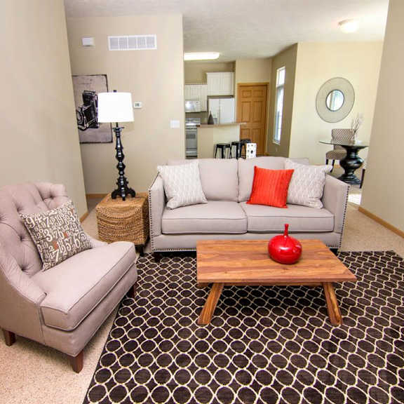 Thumbnail 8 of 13 furnished living room with small couch and chair